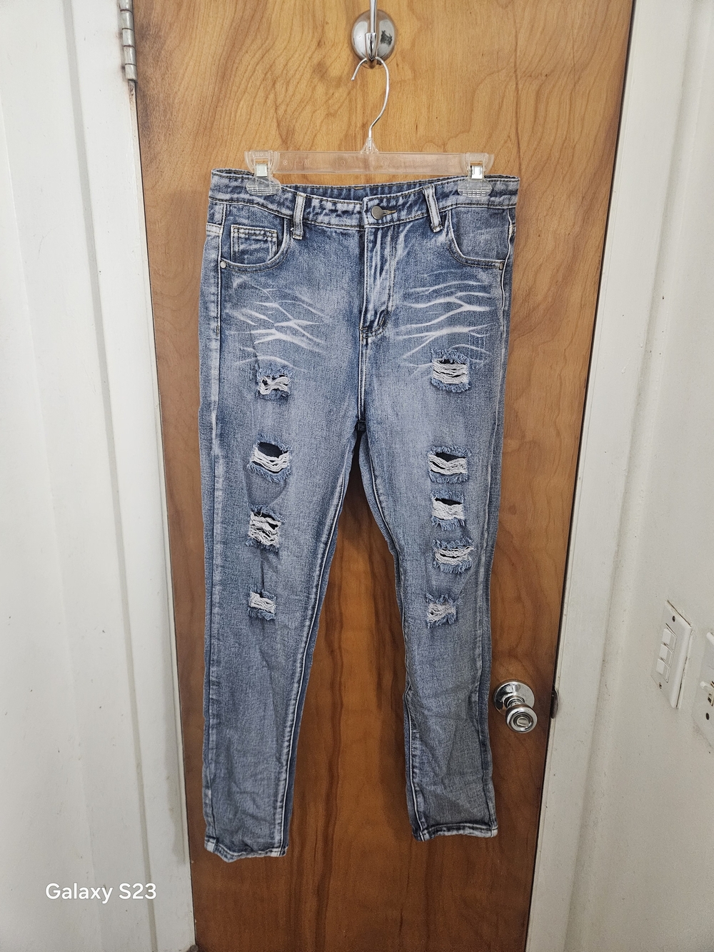 Teenage Boys  Light Blue Destressed Jeans - Classic Ripped Slim Fit
